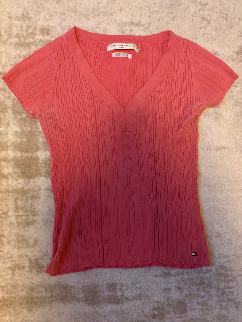 pink tommy hilfiger v neck sweater